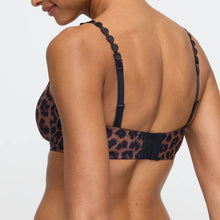 Load image into Gallery viewer, Leopard print bikini top worn by a model on a plain background