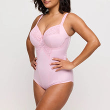 Load image into Gallery viewer, Woman wearing a pink bodysuit against a plain background