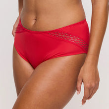 Load image into Gallery viewer, Red bikini bottom with mesh detail on a white background