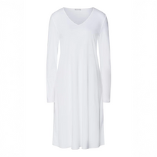 Load image into Gallery viewer, Embrace modern comfort with Hanro Cotton Silk - Long Sleeved Nightdress. This piece features a soft, mercerised cotton interlock construction, enhanced by subtle silk details. The long sleeves and ideal length of 100cm makes it perfect for a stylish and comfortable night's rest or relaxed lounging.