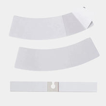 Load image into Gallery viewer, Image of 2 curved pieces of tape in different sizes, and one straight with a hole - to be used around a button.