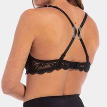 Load image into Gallery viewer, The Magic Clip is made of a soft plastic, and can be used to pull your bra straps together in the middle. This creates a racerback on either the front or on the back side of the bra. There are four pieces in each pack; two colours and two sizes.