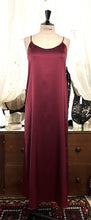 Load image into Gallery viewer, SALE Ivory simple, plain & classic, full length silk satin nightgown. Made from 92% silk satin and with a little Elastane for stretch and movement. Adjustable spaghetti straps with a rounded neckline and all French seams for softness when wearing. The skirt is full length with a back slit. This garment is perfect for sleepwear or as a long slip under clothing. Generous sizing, if in doubt select the smaller size. Oscalito Silk is Certified GOTs Fabric Content: 92% Silk 8% Elastane