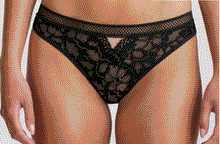 Load image into Gallery viewer, SALE A sumptuous Tanga style G/String. It has beautifully transparent embroidery over mesh. Smooth tanga back gives a lovely finish under any garment.
Fabric content: Polyamide: 72% Polyester: 22% Elastane: 6% Cotton. Black.