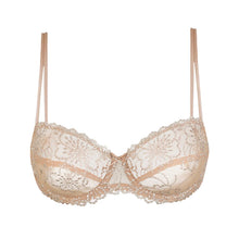 Load image into Gallery viewer, Beige lace bra on a white background