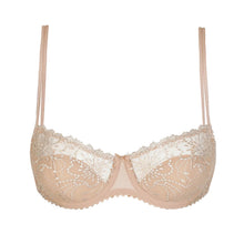 Load image into Gallery viewer, Beige lace bra on a white background