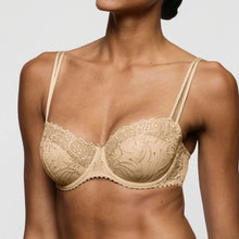 Load image into Gallery viewer, Beige lace bra on a plain background
