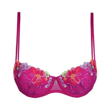 Load image into Gallery viewer, Pink bra with floral embroidery on a white background