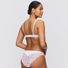 Load image into Gallery viewer, This is an all lace half-formed balconnet bra. The cups give all the cover of a formed cup but with the lightness of an all lace embroidered mesh bra. The straps have a double detail giving the impression of lightness while offering full support.
Fabric Content: Polyester:47%, Polyamide:40%, Elastane:13%