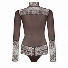 Load image into Gallery viewer, Brown lace bodysuit on a white background