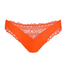 Load image into Gallery viewer, Orange lace-trimmed underwear on a white background