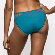 Load image into Gallery viewer, Teal underwear with lace trim on a neutral background