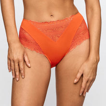 Load image into Gallery viewer, Orange lace underwear on a plain background