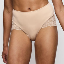 Load image into Gallery viewer, Beige lace-trimmed underwear on a neutral background