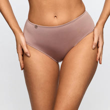 Load image into Gallery viewer, Person wearing a pair of light pink high-waisted underwear on a plain background