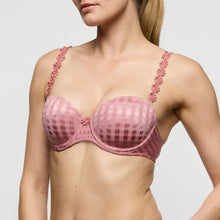 Load image into Gallery viewer, Pink checkered bra worn by a model on a plain background