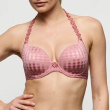 Load image into Gallery viewer, Pink bra with floral details on a plain background