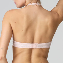 Load image into Gallery viewer, Pearly Pink Formed smooth underwire bra with a sweetheart-shaped cup. The straps may be worn normally but also adapt to a halter style. Lovely plunge line. The signature daisy straps complete the picture! This bra has the added advantage that it may also crossed over at the back. Fabric Content: Polyester: 48%, Polyamide: 43%, Elastane: 9%.