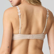 Load image into Gallery viewer, Caffé Latte formed smooth underwire bra with a sweetheart-shaped cup. The straps may be worn normally but also adapt to a halter style. Lovely plunge line. The signature daisy straps complete the picture! This bra has the added advantage that it may also crossed over at the back. Fabric Content: Polyester: 48%, Polyamide: 43%, Elastane: 9%
