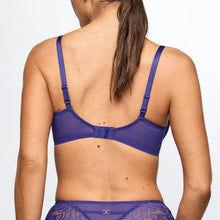 Load image into Gallery viewer, Person wearing a blue bra and underwear set on a plain background