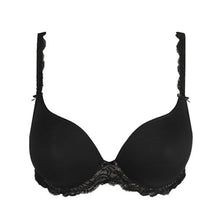 Load image into Gallery viewer, Black perfect formed cup heart-shaped bra. Its underwired plunge cup gives a lovely feminine shape that both comfortable and stylish. It has a non-transparent cups give perfect coverage. The pretty lace straps are attractive enough to be seen.
Fabric content: Polyester:40%, Polyamide:48%, Elastane:12%