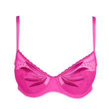 Load image into Gallery viewer, A half-formed plunge/balconnet shaped bra. This bra has all the benefits of a plunge but also all the shape and cover of a formed cup bra. It is a win-win situation. The straps are narrow but offer all the strength of a wider strap but without the bulk.
Fabric content: Elastane: 4%, Polyester: 60%, Polyamide: 36%