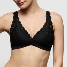Load image into Gallery viewer, Black lace bra on a plain background