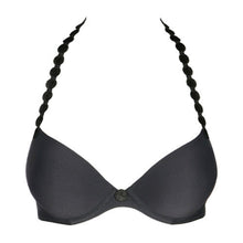 Load image into Gallery viewer, Charcoal formed plunge underwired bra. The shoulder straps have a playful circular design which can be converted into a halter style. The formed smooth finish of the cup is perfect under T/Shirts. Deep plunge offering invisibility under many outfits!
Fabric Content: Polyester: 36%, Polyamide: 38%, Elastane: 26%