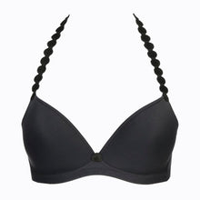 Load image into Gallery viewer, Charcoal Non-Wire Triangle Bralette. The shoulder straps have a playful circular design which can be converted into a halter style. The formed smooth finish of the cup is perfect under T/Shirts. Fabric Content: Polyamide: 45%, Elastane: 31%, Polyester: 24%
