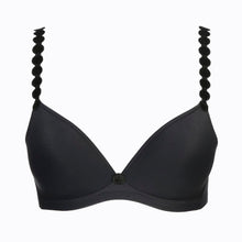 Load image into Gallery viewer, Charcoal Non-Wire Triangle Bralette. The shoulder straps have a playful circular design which can be converted into a halter style. The formed smooth finish of the cup is perfect under T/Shirts. Fabric Content: Polyamide: 45%, Elastane: 31%, Polyester: 24%
