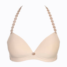 Load image into Gallery viewer, Caffé Latte Non-Wire Triangle Bralette. The shoulder straps have a playful circular design which can be converted into a halter style. The formed smooth finish of the cup is perfect under T/Shirts. Fabric Content: Polyamide: 45%, Elastane: 31%, Polyester: 24%