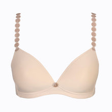 Load image into Gallery viewer, Caffé Latte Non-Wire Triangle Bralette. The shoulder straps have a playful circular design which can be converted into a halter style. The formed smooth finish of the cup is perfect under T/Shirts. Fabric Content: Polyamide: 45%, Elastane: 31%, Polyester: 24%