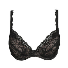 Load image into Gallery viewer, Black all-lace plunge bra with removable pads. This gorgeously shaped bra adds cleavage to any bust size. Its underwired plunge cup gives a lovely feminine shape that both comfortable and stylish. It has a non-transparent cups give perfect coverage. The pretty lace straps are attractive enough to be seen.
Fabric content: Polyester:26%, Cotton:12%, Polyamide:54%, Elastane:8%
