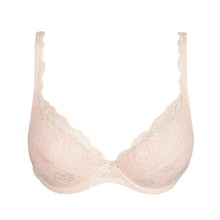Load image into Gallery viewer, Crystal Pink all-lace plunge bra with removable pads. This gorgeously shaped bra adds cleavage to any bust size. Its underwired plunge cup gives a lovely feminine shape that both comfortable and stylish. It has a non-transparent cups give perfect coverage. The pretty lace straps are attractive enough to be seen.
Fabric content: Polyester:26%, Cotton:12%, Polyamide:54%, Elastane:8%