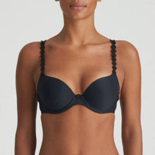 Load image into Gallery viewer, Charcoal Padded Push-Up Plunge Bra. The shoulder straps have a playful circular design which can be converted into a halter style. The formed smooth finish of the cup is perfect under T/Shirts. This has a full pad, giving an excellent cleavage especially with smaller busts. Fabric Content: Polyester: 86%, Polyamide: 8%, Elastane: 6%