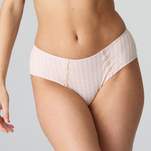Load image into Gallery viewer, Hipster Shorts-style bottoms. They are completely opaque, and have two rows of signature Avero daisies to the front. A sexy, flirtatious style that covers bottom in a special way – pure seduction. Fabric Content: Polyamide: 79%, Elastane: 17%, Cotton: 4%. Pearly Pink.