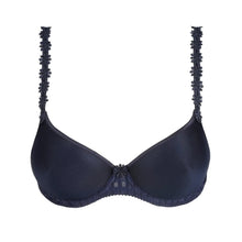 Load image into Gallery viewer, Navy blue bra with lace details on a white background