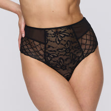 Load image into Gallery viewer, Black. A lattice and lace detail Luxury G/String. The wide band over the hip offers an attractive retro look to this stylish garment. It gives a streamline effect under any outfit. A cool and modern yet classic shape.
Fabric Content: Elastane:19%, Polyester:29%, Polyamide:47%, Cotton:5%