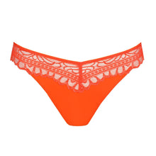 Load image into Gallery viewer, Orange lace-trimmed underwear on a white background