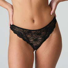 Load image into Gallery viewer, Black Classic style all lace G/String. The lace over the hip and wide lace back offers an attractive look under any outfit. A cool and streamlined effect under any garment.
Fabric Content: Cotton:6%, Polyamide:81%, Elastane:13%