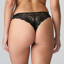 Load image into Gallery viewer, Black Classic style all lace G/String. The lace over the hip and wide lace back offers an attractive look under any outfit. A cool and streamlined effect under any garment.
Fabric Content: Cotton:6%, Polyamide:81%, Elastane:13%