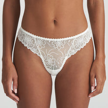 Load image into Gallery viewer, Sexy, feminine, classic G/String with a completely transparent embroidery. And because of the lovely high cut on the hip your legs seem to go on forever with no visible lines.  Fabric content: Polyamide: 44%, Polyester: 35%, Elastane: 12%, Cotton: 9%. Ivory

