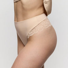 Load image into Gallery viewer, Beige lace-trimmed underwear on a plain background