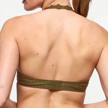 Load image into Gallery viewer, Person wearing a green bikini top on a white background