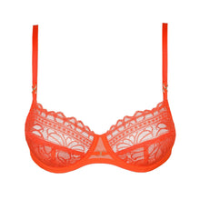 Load image into Gallery viewer, Orange lace bra on a white background