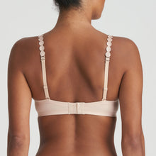 Load image into Gallery viewer, Caffé Latte Non-Wire Triangle Bralette. The shoulder straps have a playful circular design which can be converted into a halter style. The formed smooth finish of the cup is perfect under T/Shirts. Fabric Content: Polyamide: 45%, Elastane: 31%, Polyester: 24%