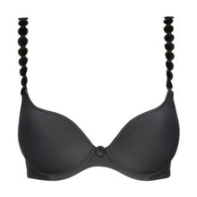 Load image into Gallery viewer, Charcoal formed heart shaped underwired bra. The shoulder straps have a playful circular design which can be converted into a halter style. The formed smooth finish of the cup is perfect under T/Shirts. Fabric Content: Polyester: 38%, Polyamide: 37%, Elastane: 25%