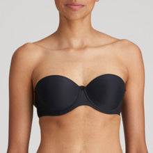 Load image into Gallery viewer, Charcoal strapless balconnet underwired bra. The shoulder straps have a playful circular design which can be converted into a halter style. The formed smooth finish of the cup is perfect under T/Shirts. Perfect for strapless or normal wear. Fabric Content: Polyamide: 39%, Polyester: 35%, Elastane: 26%