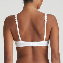 Load image into Gallery viewer, Pure White strapless balconnet underwired bra. The shoulder straps have a playful circular design which can be converted into a halter style. The formed smooth finish of the cup is perfect under T/Shirts. Perfect for strapless or normal wear. Fabric Content: Polyamide: 39%, Polyester: 35%, Elastane: 26%