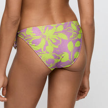 Load image into Gallery viewer, Purple and green floral bikini bottom on a plain background